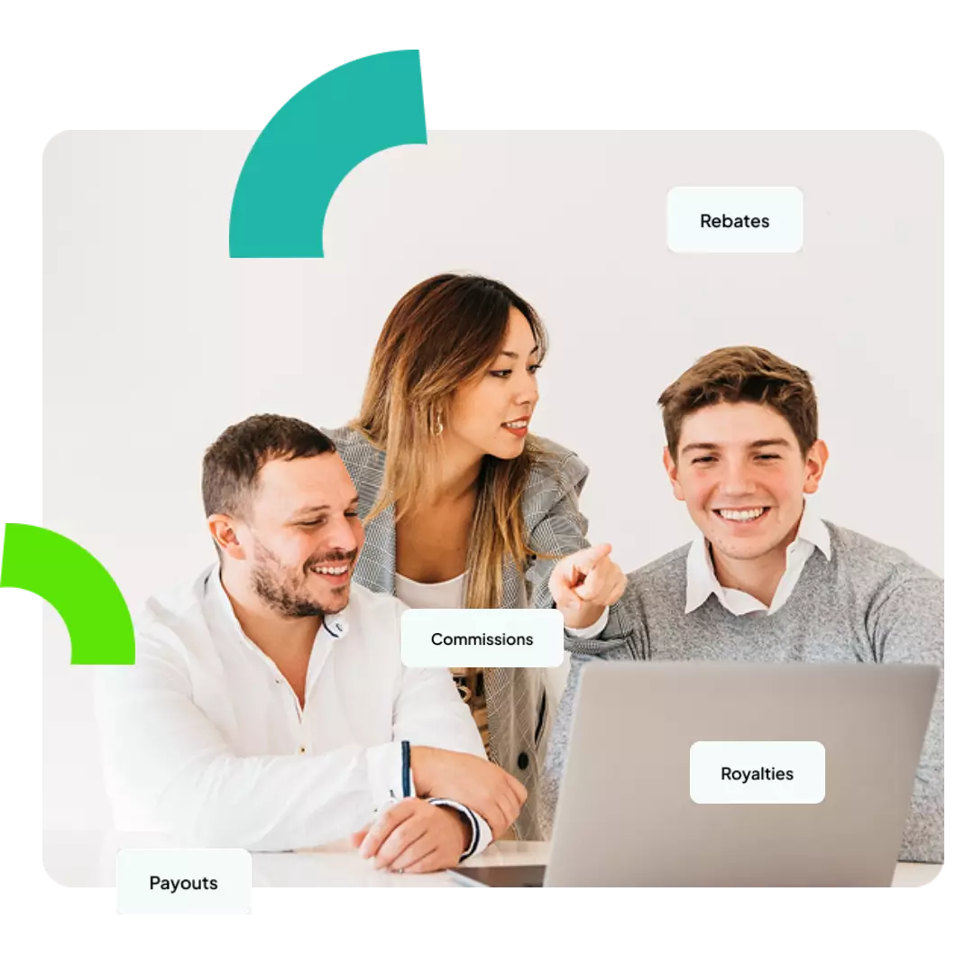 three people looking at a laptop screen